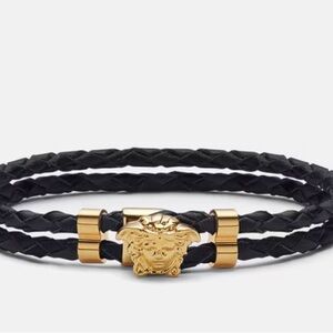 Versace Medusa Braided Leather Bracelet